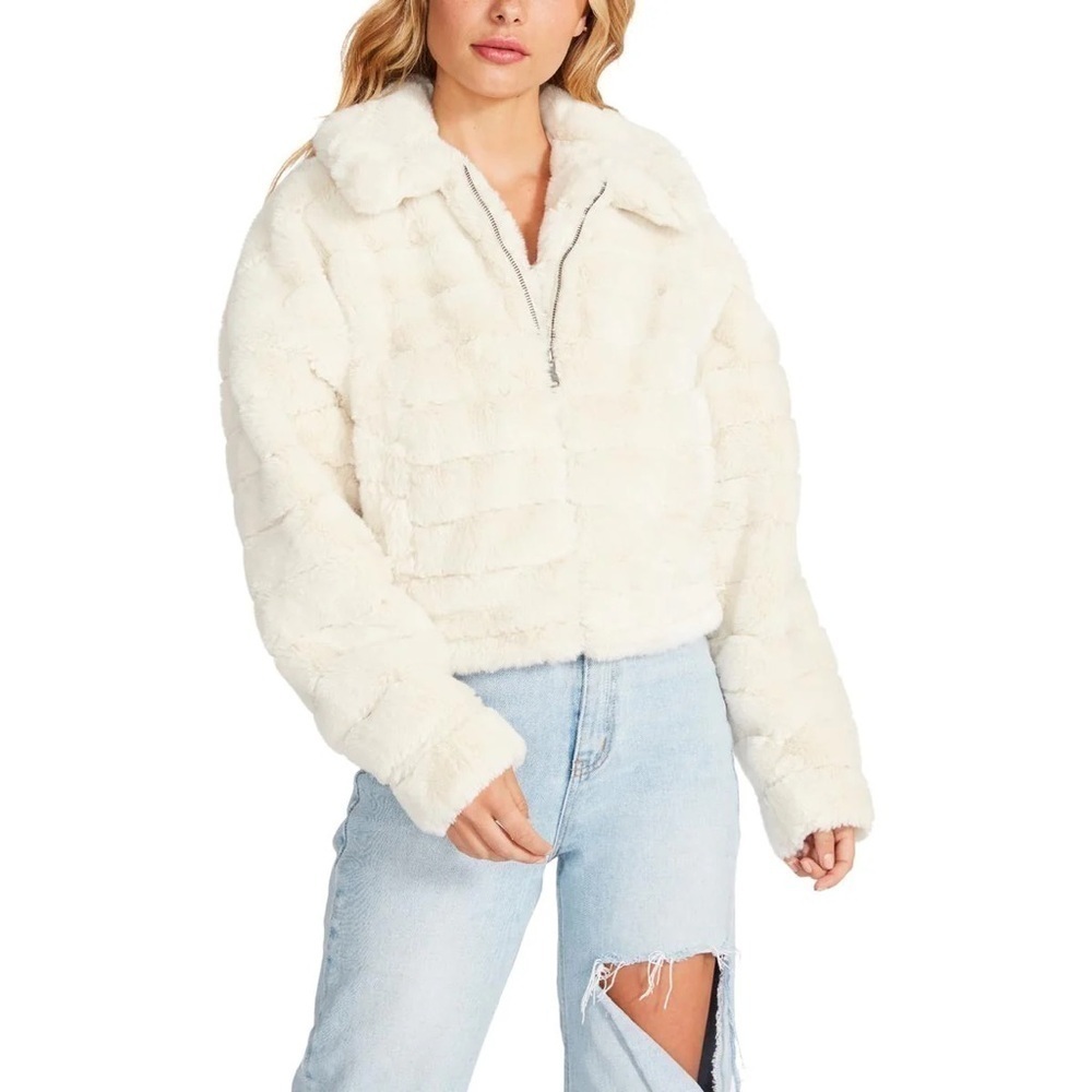 NWT Steve Madden Just Fuzz Cropped Faux Fur Coat Size XL